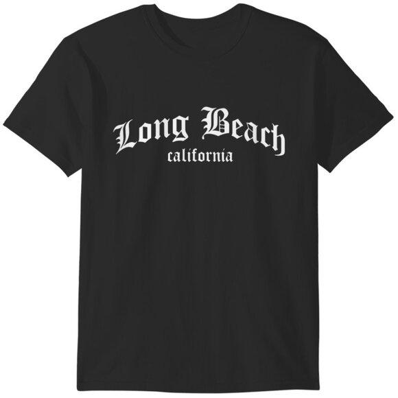 Long Beach California Olde English Retro Graphic Streetwear City Pride Tee Shirt - Picture 1 of 5